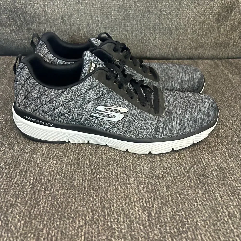 Skechers Flex Advantage 3.0 Running Shoes Mens Sz 9 Black Canvas Sporty Athletic